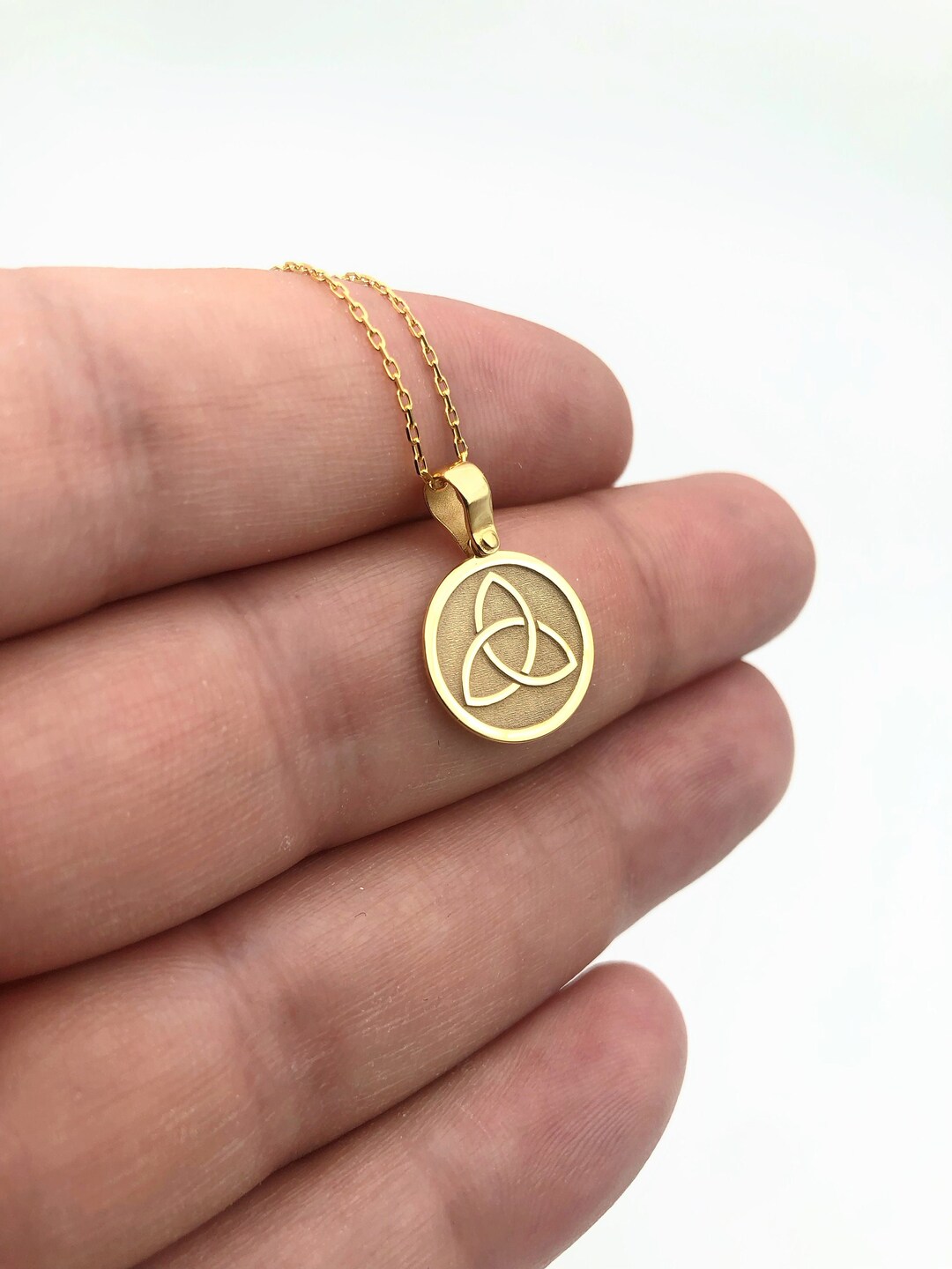 Trinity Knot Necklace, 14K Solid Gold Viking Necklace, Dainty Celtic Triquetra Necklace, Norse