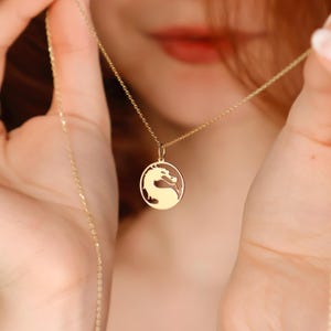 14K Gold  Dragon Necklace for Women, Chinese Dragon Pendant, Mythical Creature Jewelry, Dragon Charm Necklace, Fantasy Jewelry Gift
