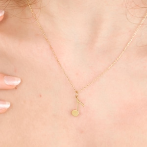 14K Gold Music Note Necklace for Women, Musicians Necklace, Gift for Music Lovers, Minimalist Music Charm Necklace, Musical Jewelry Gift