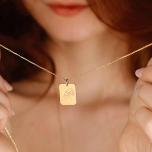 14K Gold Pinky Promise Necklace: Engraved Hand Gesture, Friendship Jewelry