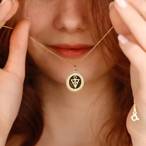 14K Gold Rosicrucian Pendant Necklace: Sacred Geometry Talisman