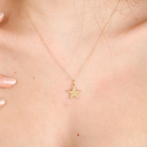 14K Gold Star Necklace for Her, Dainty Star Pendant,  Shine Bright Necklace, Cosmic Charm Necklace, Celestial Jewelry Gift for Women
