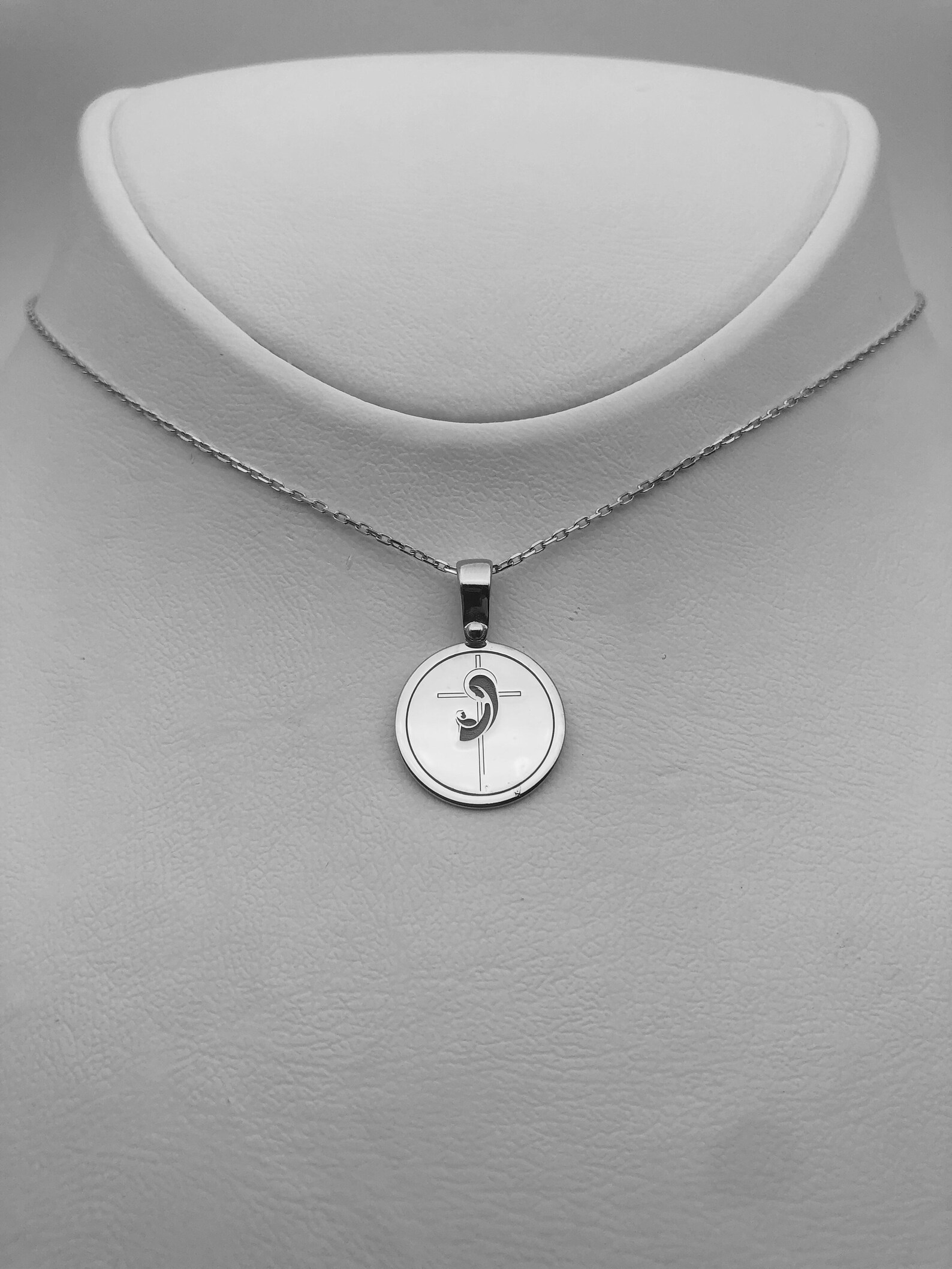 Tiny Virgin Mary Necklace, 14K Solid Gold Cross Necklace, Unique Jesus