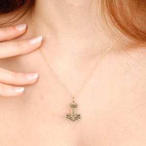 14K Gold Viking Thor Hammer Necklace: Norse Mjölnir Amulet