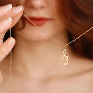 14K Gold Treble Clef Necklace, Music Note Pendant for Women, Minimalist Music Jewelry Gift,  Music Lover Necklace, Cute Musician Gift