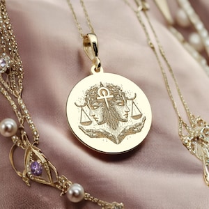 14K Solid Gold Libra Zodiac Necklace: Minimalist Horoscope Jewelry