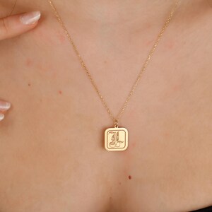 14K Gold Vintage Initial Necklace with Ornate Font, Custom Monogram Necklace for Women, Letter Jewelry, Elegant Personalized Gift for Her