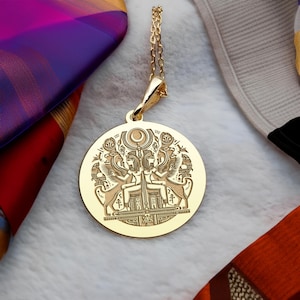Egyptian Necklace - Handmade 14K Gold Minimalist Pharoah Jewelry, Unique Antique Gift, Egyptian Mythology Pendant