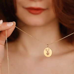 14K Gold Custom Dog Portrait Necklace: Personalized Pet Memorial Jewelry