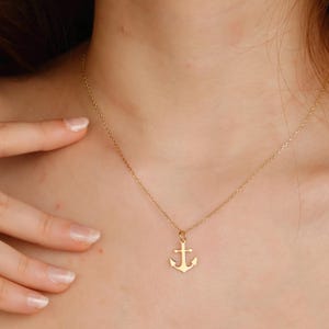 14K Gold Anchor Necklace, Nautical Jewelry Gift for Women, Dainty Anchor Pendant, Ocean Inspired Necklace, Maritime Gift for Girlfriend