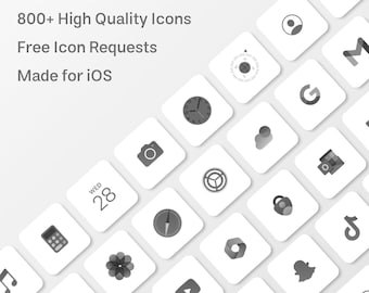 Pack d'icônes en frêne blanc : comprend plus de 800 icônes et des demandes d'icônes d'application personnalisées gratuites