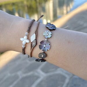 Handwoven Hemp Bracelet with Natural Shell Coastal Eco-Friendly