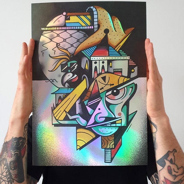 The Pirate, Holographic Poster, Holographic Wall Art, StreetArt, UrbanArt