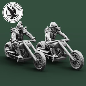 Chopper Warriors – grüne Miniaturen Real Edge Cyberpunk-Modelle Shadowrun RPG Post-Apo Infinity Gaming-Kampfsystem Gaslands 20 mm 28 mm 32 mm