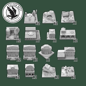 Western Legends Buildings 28 pezzi - stampa in resina 3D - giochi da tavolo personalizzati accessori per giochi da tavolo gettone aggiuntivo Idea regalo avventura 3D