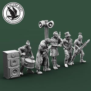 Music band - green miniatures Real Edge Cyberpunk models Shadowrun RPG Post-apo Infinity gaming battelsystem Gaslands 20mm 28mm 32mm