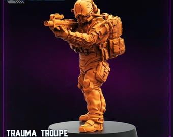 Trauma Troupe Assault Team Unit #6 - Legendary Sci-Fi Miniature for Strategy Games and Cyberpunk Dioramas High-Detail 3D Printed Resin