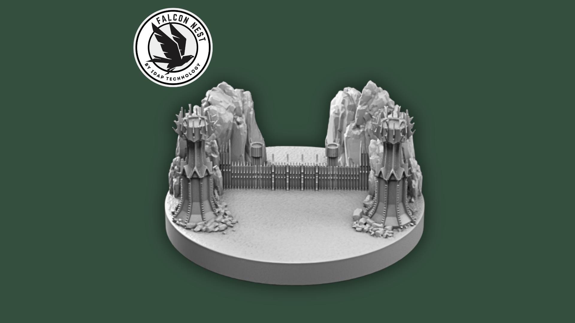 War of The Ring Black Gate - massive gate fortification defense stronghold location terrain 3d print model resin board game