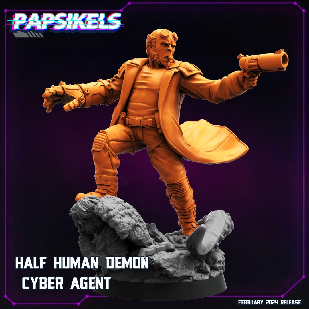 Half Human Demon Cyber Agent Unique Sci-fi Collectible Figure for ...
