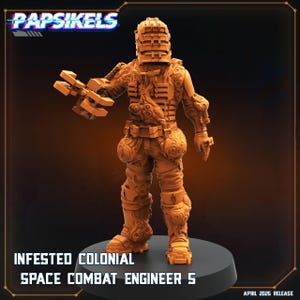 Infested Colonial Space Combat Engineer #5 - Alien Wargame Futuristiskt Miniatyr Diorama SciFi Omålad Papikels Miniatyrer Militära Skalor