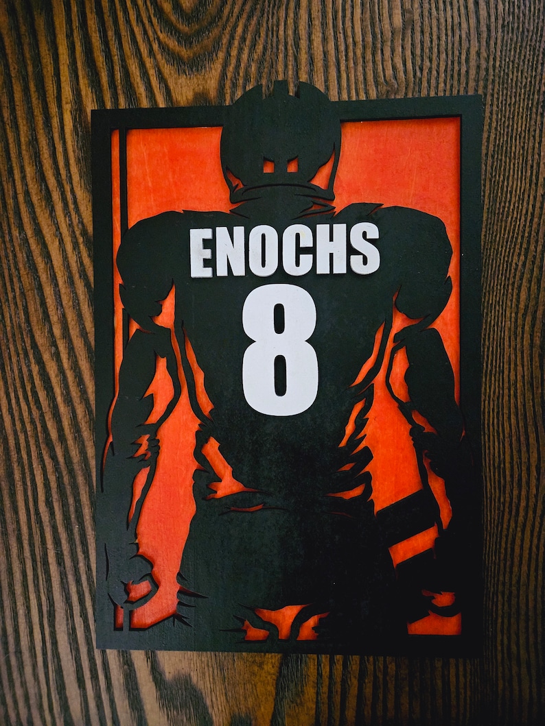 Custom Football Player Sign, Personalized Last Name Football Player