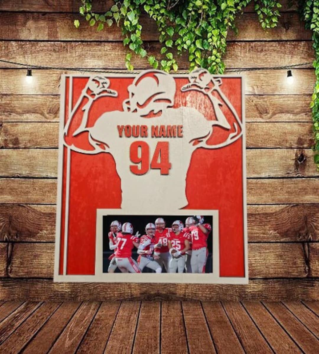 Football Player Picture Frame, Custom Football Player Sign
