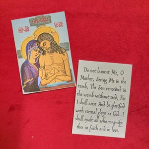 Non lamentarti di me, o Madre, carta di preghiera ortodossa plastificata