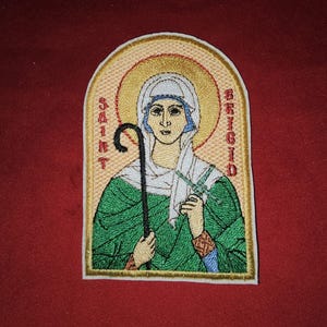 Saint Brigid Pocket Icon or Patch, Byzantine Orthodox Christian Icon 2.75×4.5