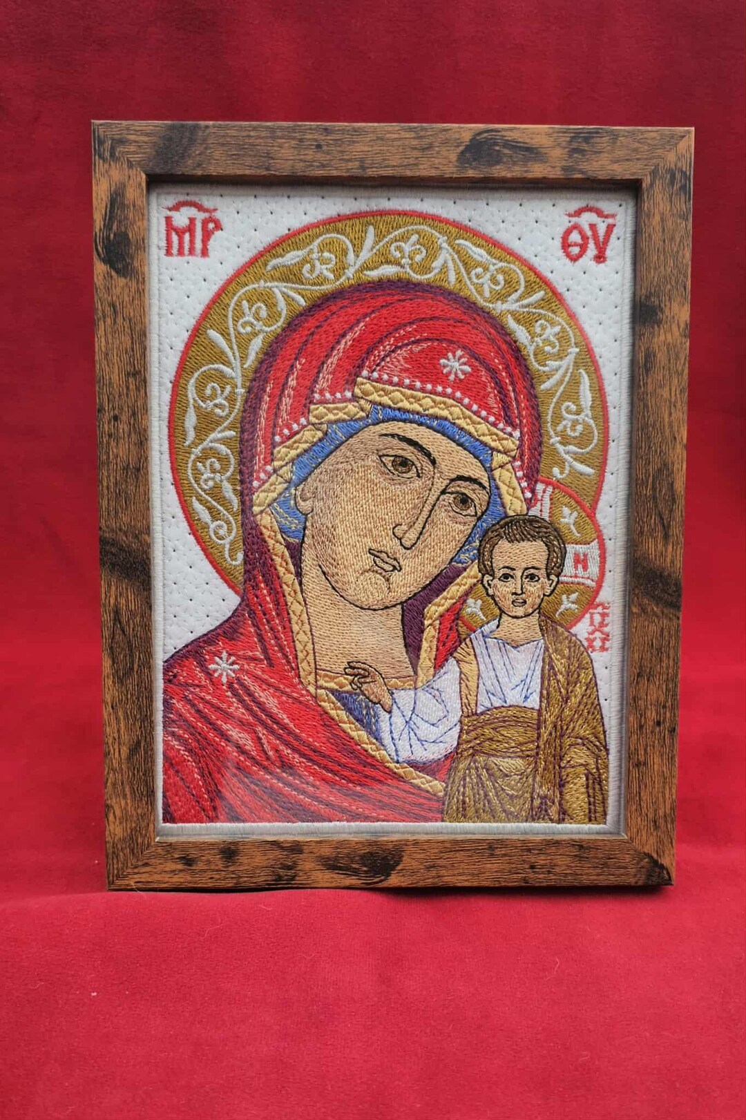 6x8 Our Lady of Kazan Orthodox Embroidered Icon | Machine Embroidered ...