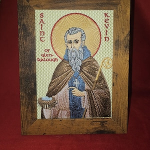 5x7 Saint Kevin of Glendalough Embroidered Orthodox Icon