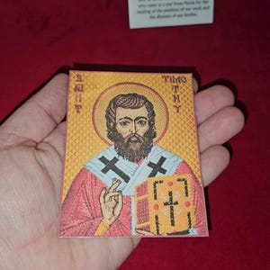 St. Timothy 3x3,75 "Laminierte kyrillische Gebetskarte