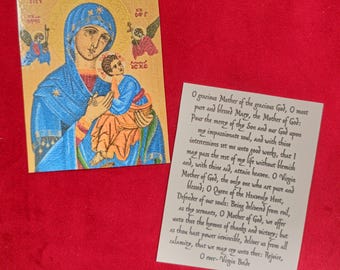 Our Lady of Perpetual Help Laminated Prayer Card- Hodegetria