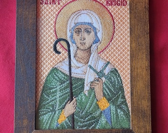 5x7 St Brigid of Kildare Orthodox Embroidered Icon – Irish Patron Saint