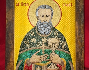 St. John of Kronstadt - 8x10 Embroidered Byzantine Orthodox Christian Icon