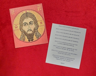 Red Holy Face of Jesus Christ Laminated Orthodox Prayer Card