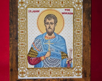 8x10 St. John The Warrior Embroidered Orthodox Icon