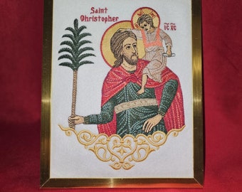 7x9 St. Christopher Embroidered Byzantine Orthodox Christian Icon