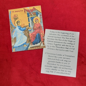 Die Verkündigung laminierte kyrillische Gebetskarte