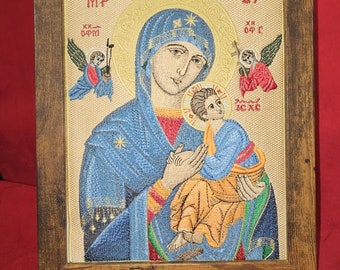 8x10 Our Lady of Perpetual Help Embroidered Byzantine Orthodox Christian Icon