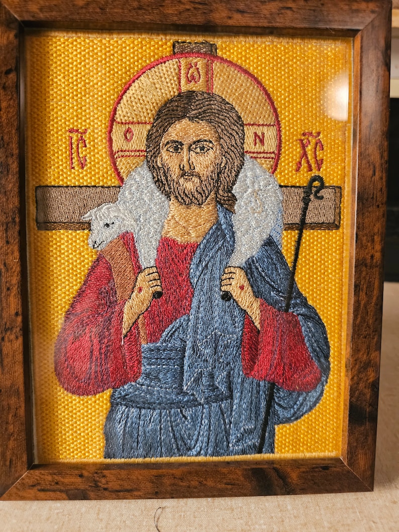 Jesus Christ the Good Shepherd 6x8 Framed Icon, Byzantine Orthodox ...