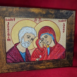 5x7 Saints Joachim And Anne, Embroidered Byzantine Orthodox Christian Icon