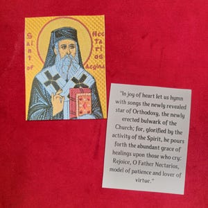 Saint Nectarios Laminierte kyrillische Gebetskarte