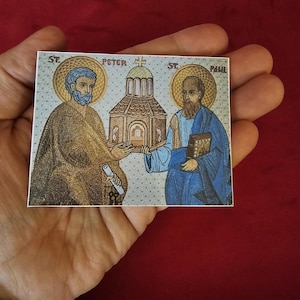 Heilige Peter und Paul Laminierte kyrillische Gebetskarte