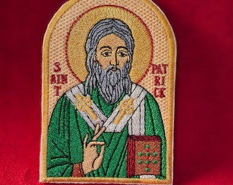 Saint Patrick Pocket Icon or patch, Byzantine Orthodox Christian Icon 2.75×4.5