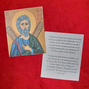 Immagine di preghiera ortodossa plastificata di Sant'Andrea Apostolo