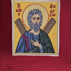 3.34x4 Saint Andrew Orthodox Embroidered Pocket Icon or Patch