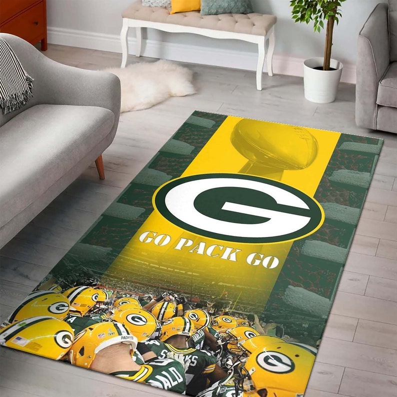 Green Bay Packers Area Rug Nfl Football Team Logo Carpet Living Room