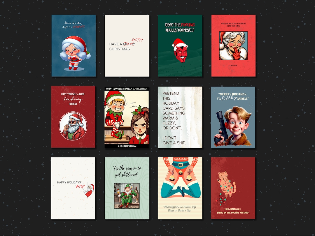 12 Inappropriate Christmas Cards Pack Printable, Inappropriate ...