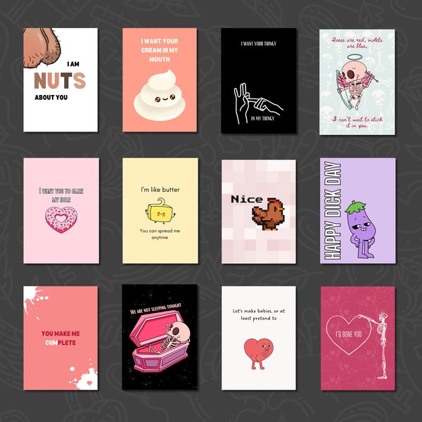 12 Inappropriate Valentines Card Bundle | Printable, Inappropriate Valentines Card, Rude Valentines Card, Cheeky Valentines Card, Funny Card