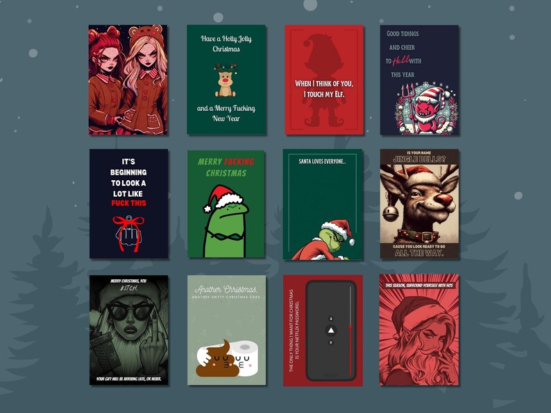 24 Inappropriate Christmas Card Pack Printable, Inappropriate Xmas Card ...